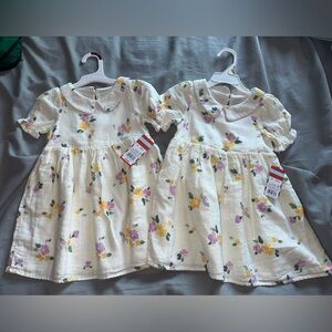 Two Floral Dresses with Peter Pan Collar